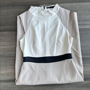 Karen Millen Cream and Tan Midi Dress